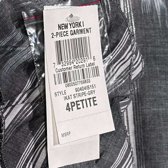 Style & Co Petite Gray Button Down Ruffle Bling Metallic Thread Stripes Size 4P - Picture 7 of 16